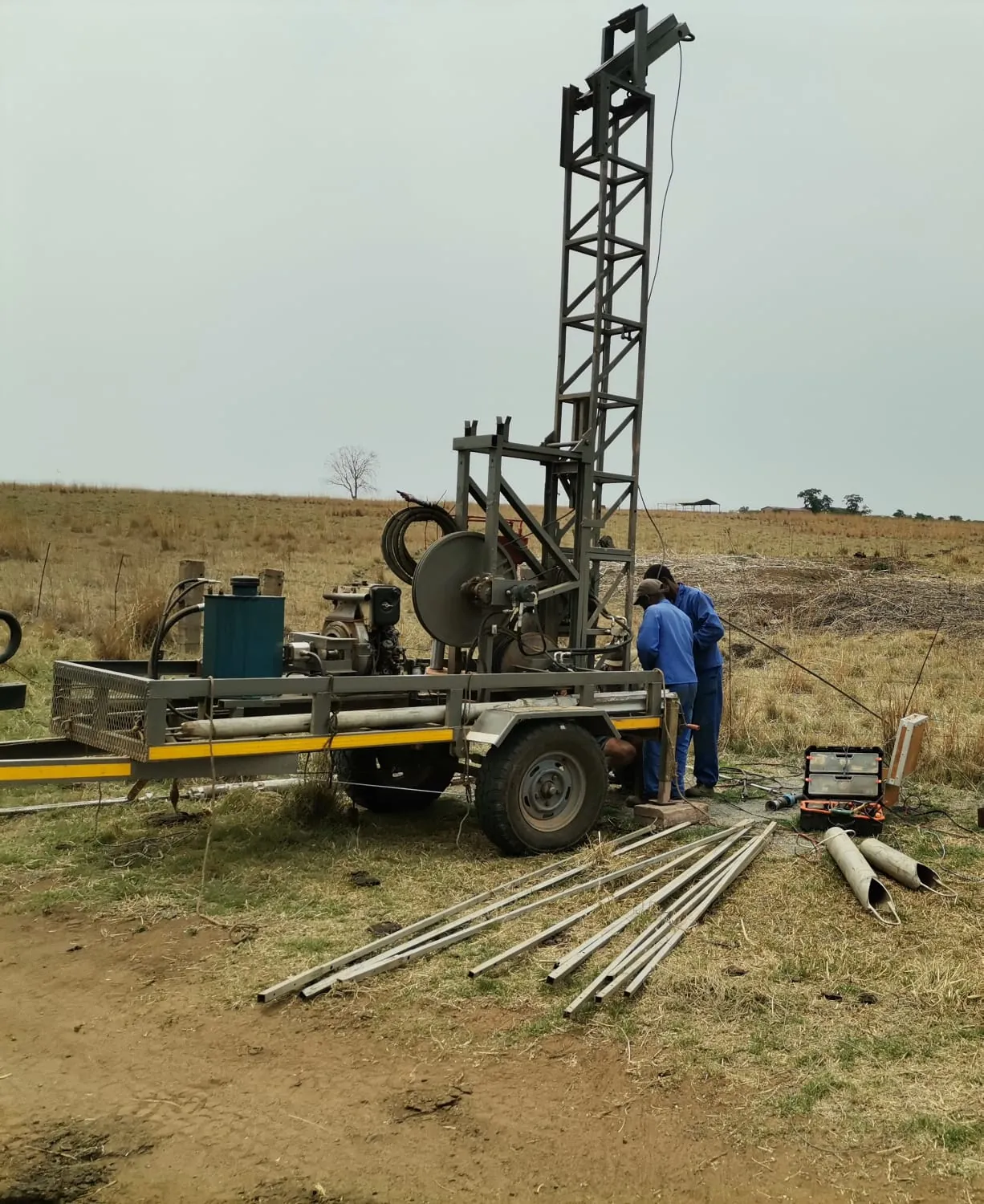 Borehole drilling on a farm