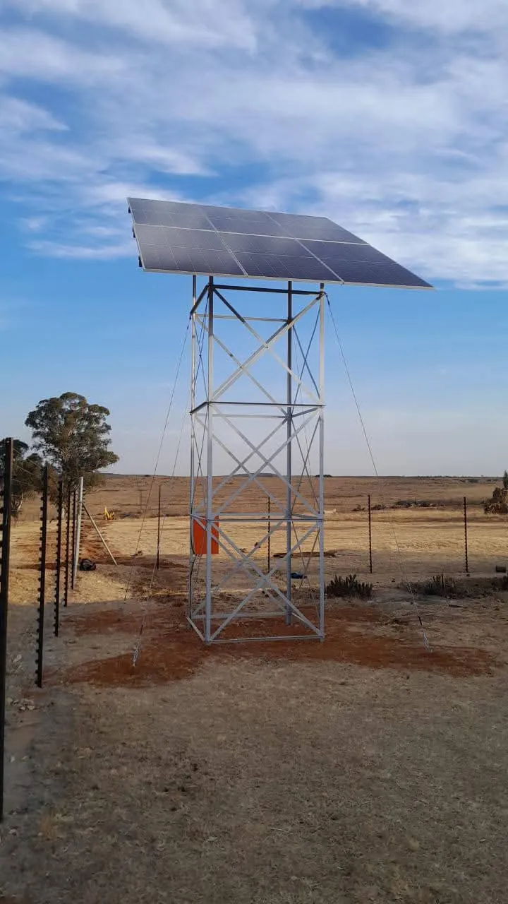 Solar installation on a steel tower